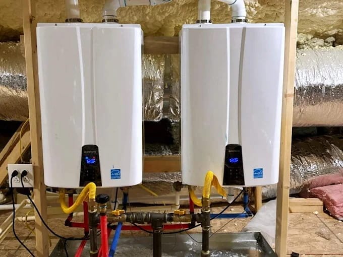 Dual tankless water heaters configured to a safe operating temperature to prevent a water heater keeps turning off scenario in Rockwall TX