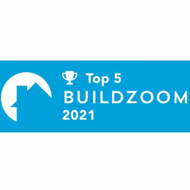 BuildZoom Top 5 Highest Rated Plumbers 2021 award