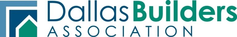 The official logo for the Dallas Builders Association, featuring a stylized house icon in blue and green next to the organization's name.